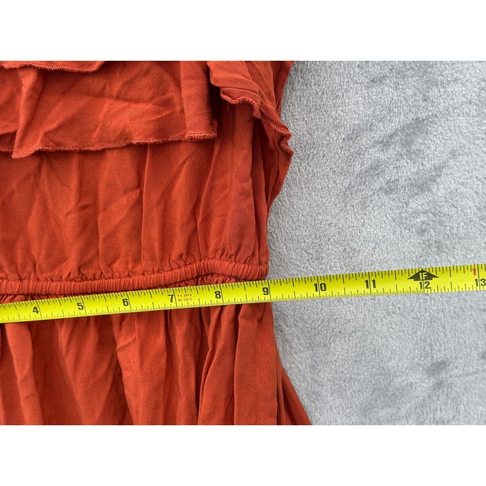 Women’s High-Low Ruffle Slip Dress - Rust - Picture 6 of 9